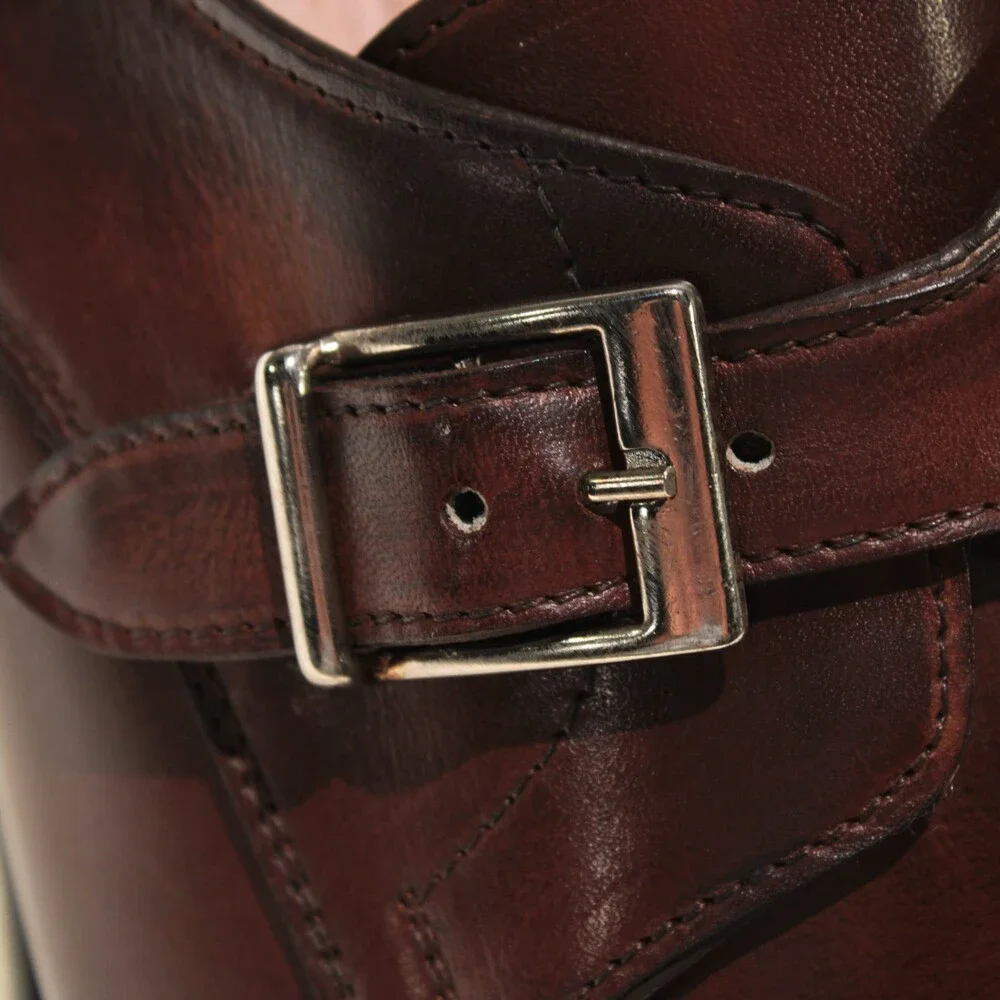 Pastori NWB Single Monk Strap Dress Shoes Size 9 US in Whiskey Brown Leather